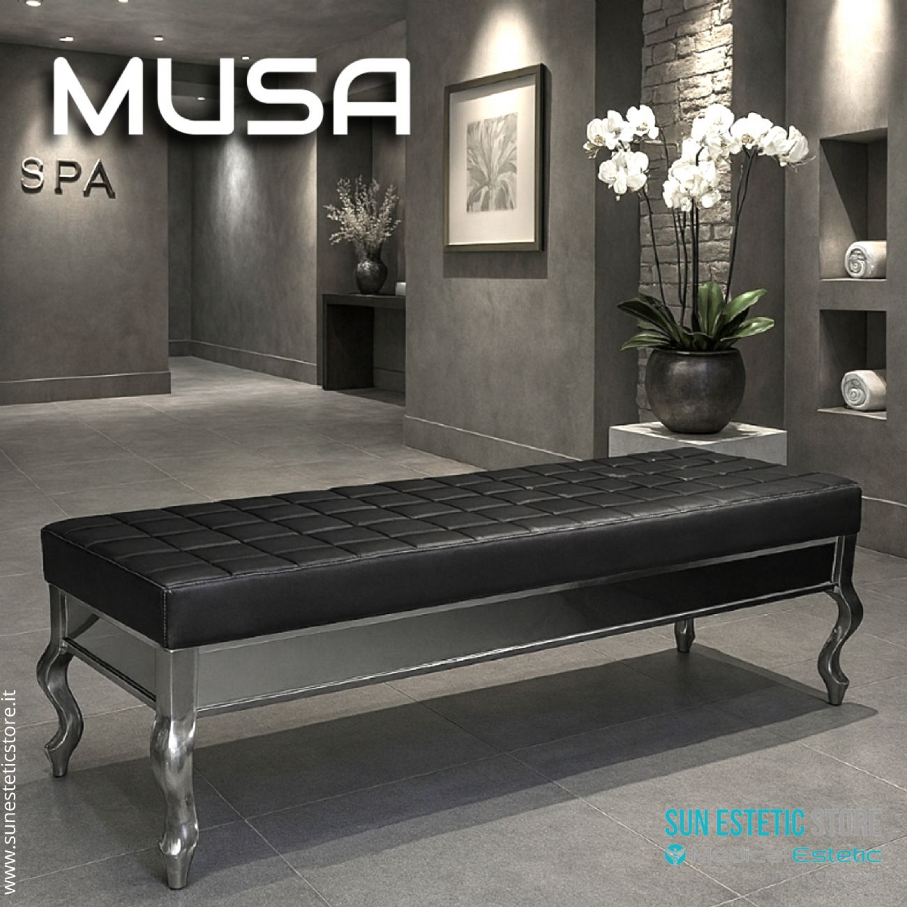 Musa F011 divano in pelle reception arredamenti ingresso parrucchiere estetica