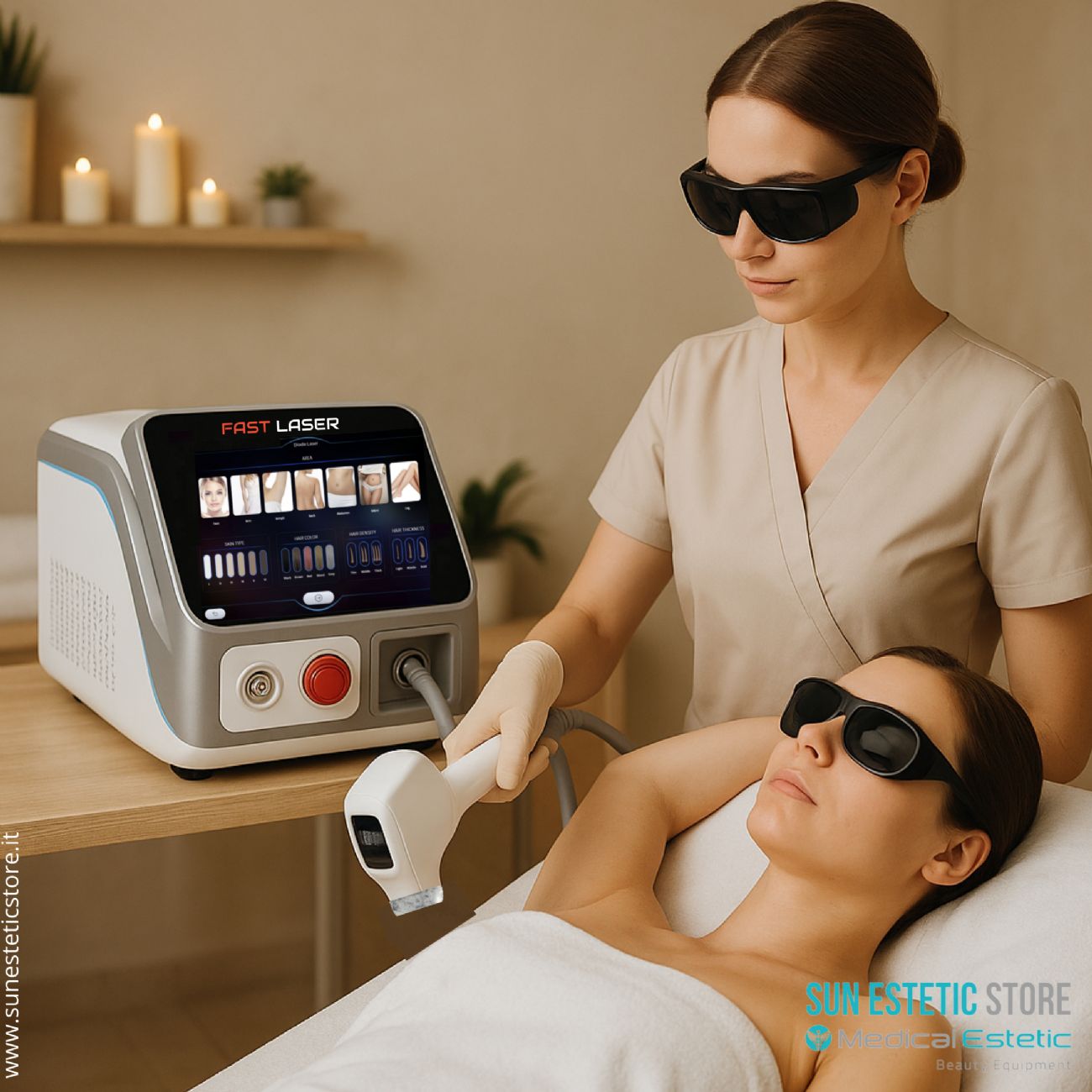 iKhona Fast Laser diodo 2 lunghezze d'onda 808 - 1064 nm - 1000W portatile estetica 40J