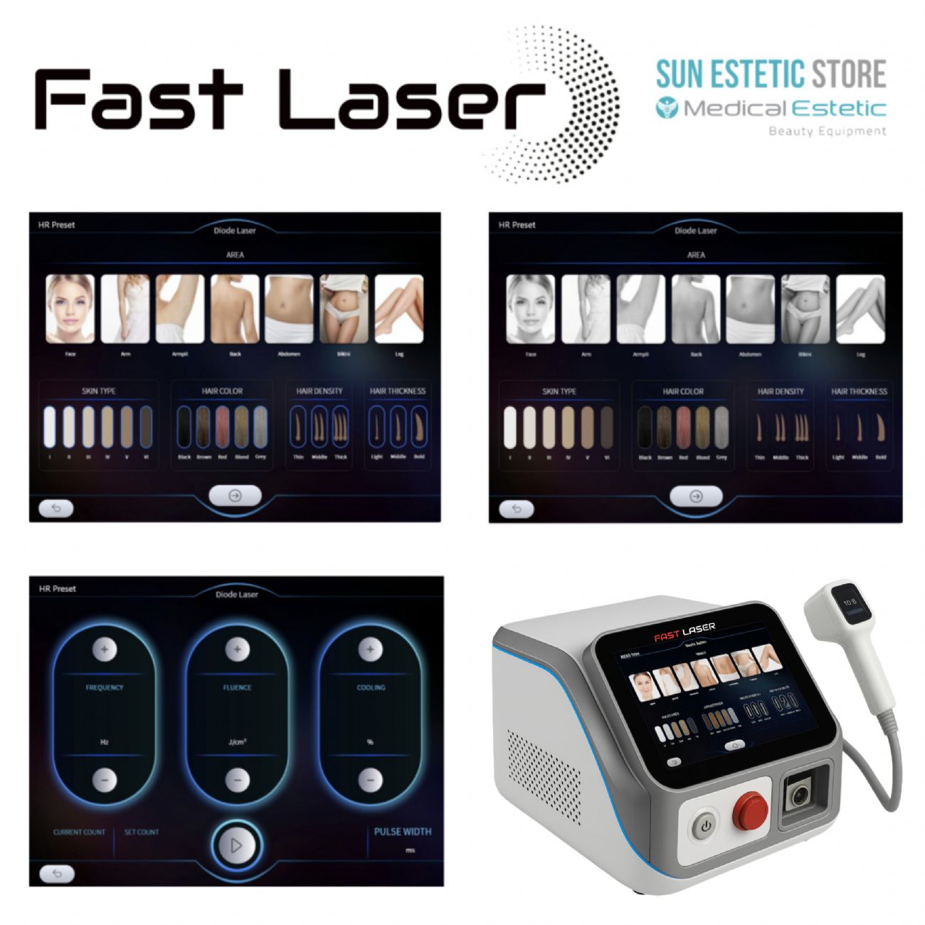 iKhona Fast Laser diodo 2 lunghezze d'onda 808 - 1064 nm - 1000W portatile estetica 40J