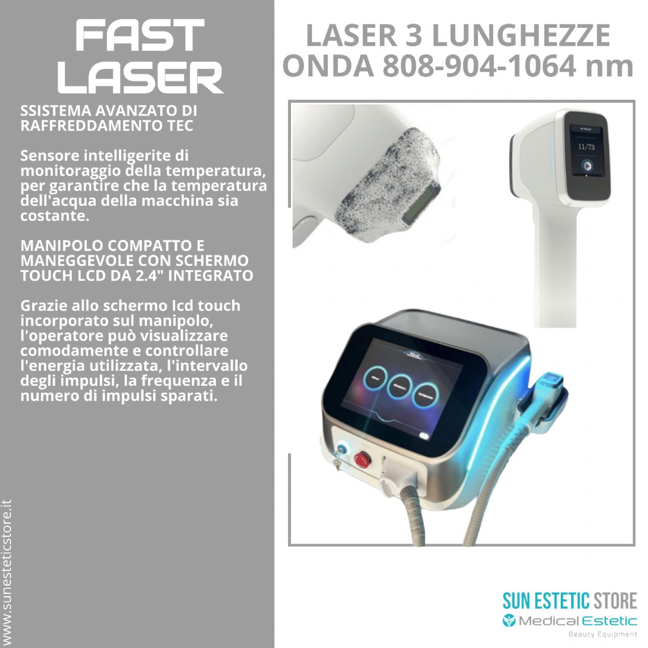 Fast Laser diodo 3 lunghezze d'onda 808 - 904 - 1064 nm