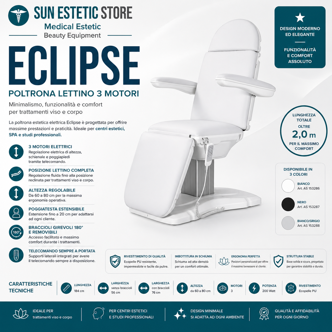 Eclipse poltrona lettino multifunzionale studio medico estetica  spa farmacia