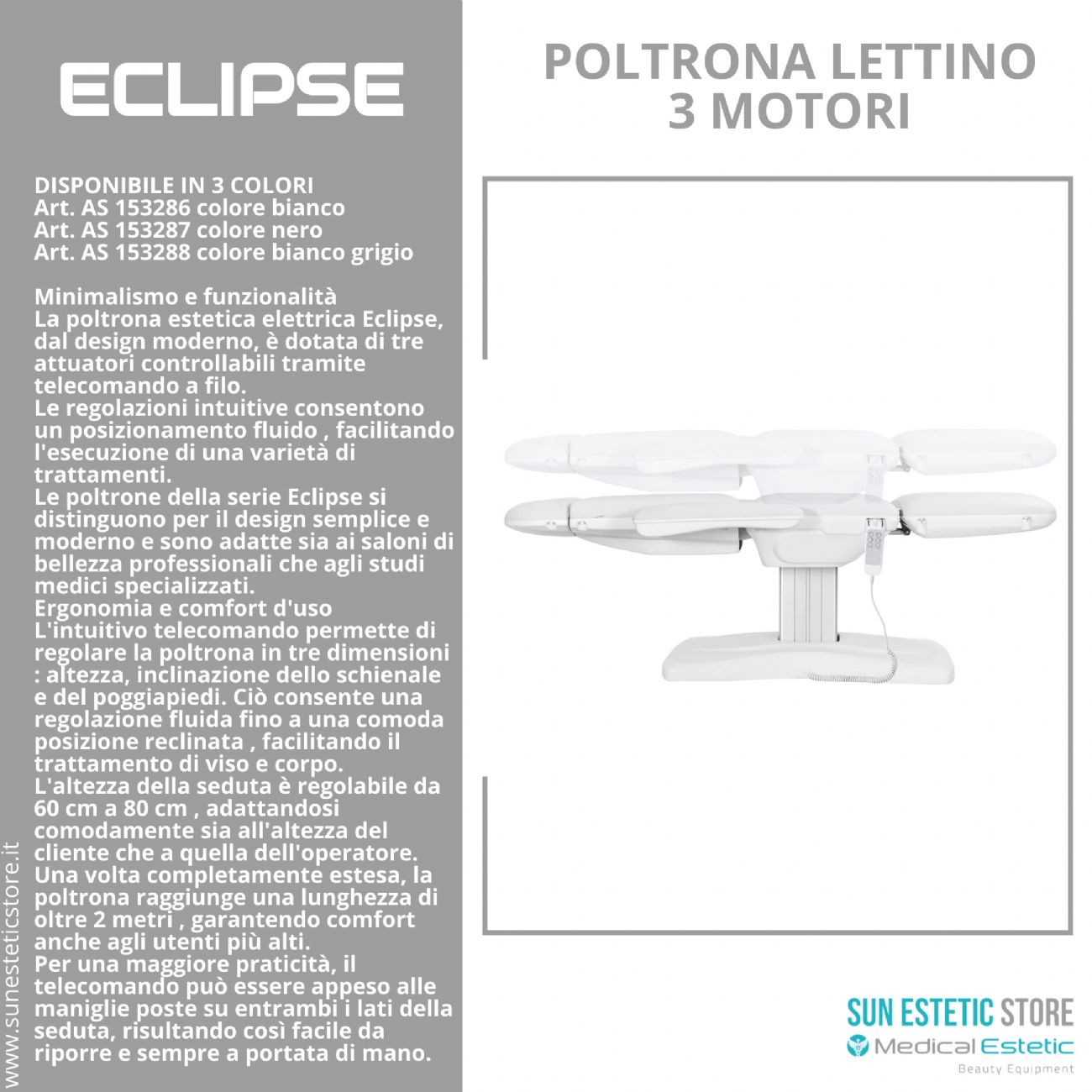 Eclipse poltrona lettino multifunzionale studio medico estetica  spa farmacia
