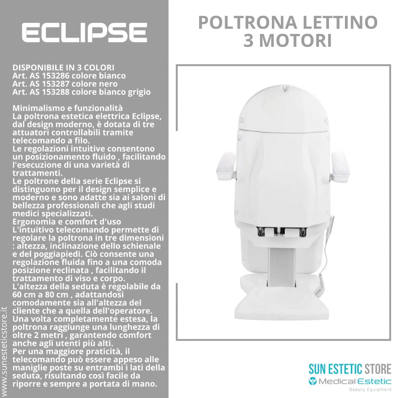 Eclipse poltrona lettino multifunzionale studio medico estetica  spa farmacia