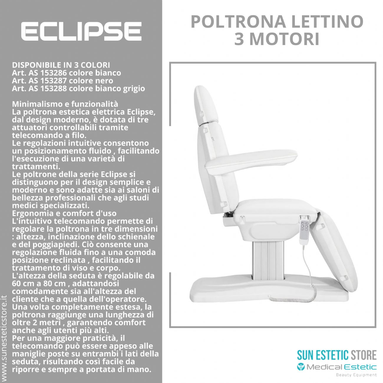 Eclipse poltrona lettino multifunzionale studio medico estetica  spa farmacia