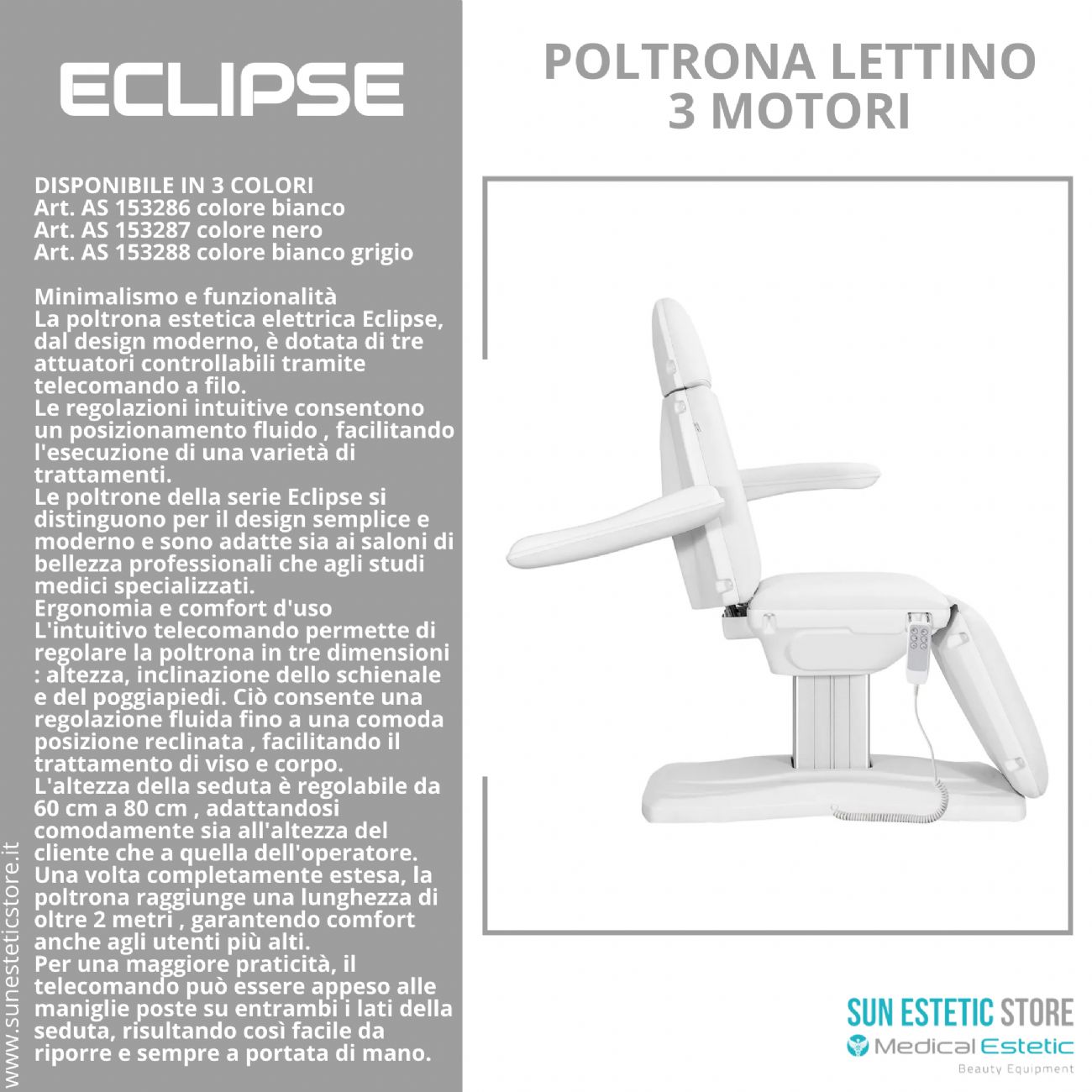 Eclipse poltrona lettino multifunzionale studio medico estetica  spa farmacia
