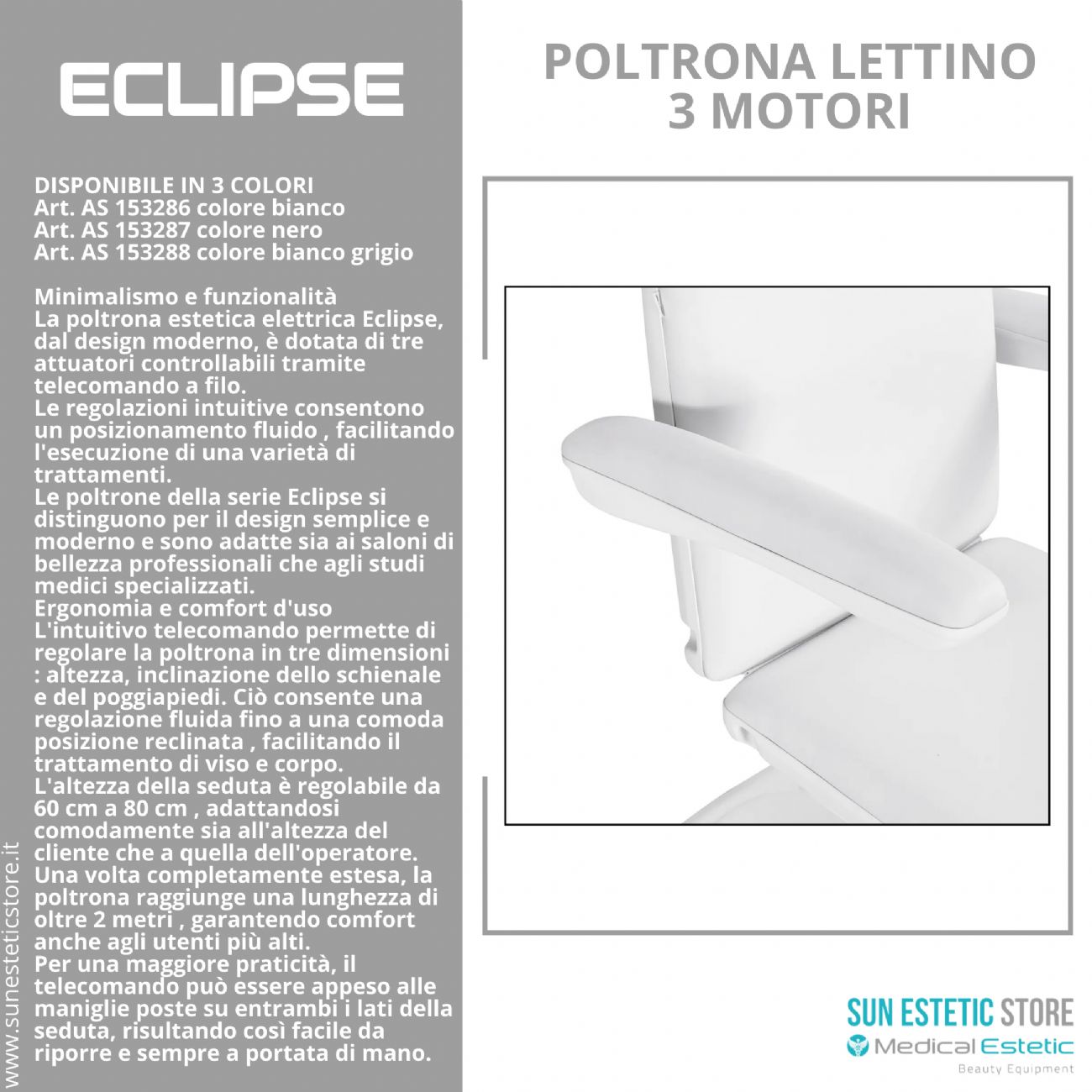 Eclipse poltrona lettino multifunzionale studio medico estetica  spa farmacia