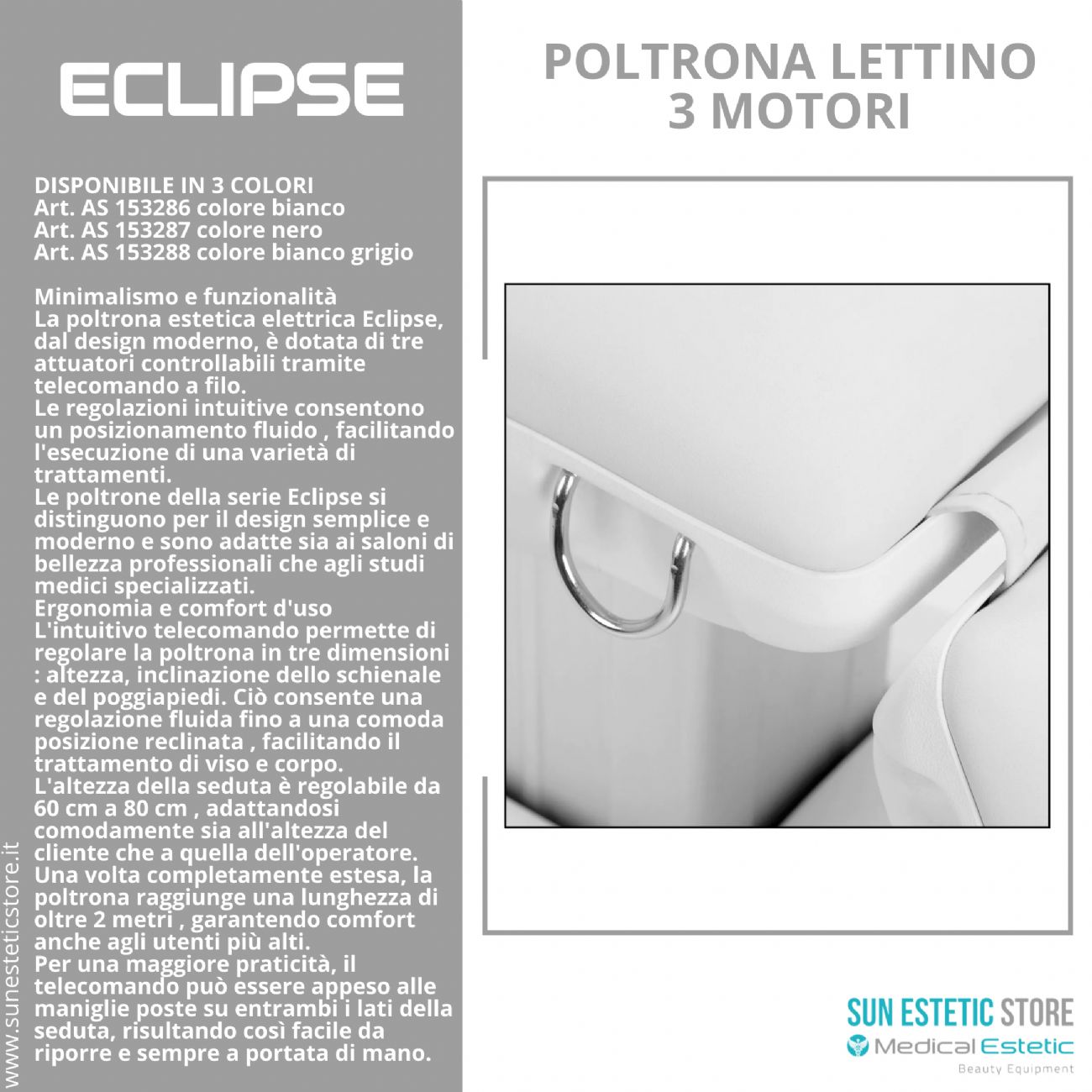 Eclipse poltrona lettino multifunzionale studio medico estetica  spa farmacia