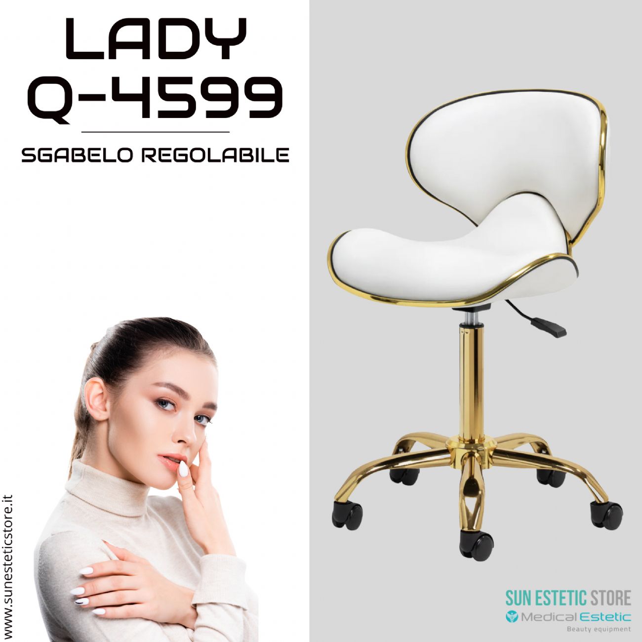 Lady Q-4599 sgabello poltroncina regolabile con schienale estetica nails