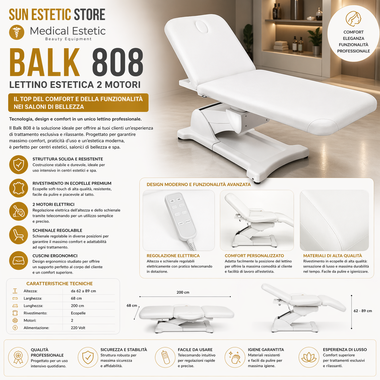 Balk 808 Lettino 2 motori massaggio estetica studio medico ambulatorio