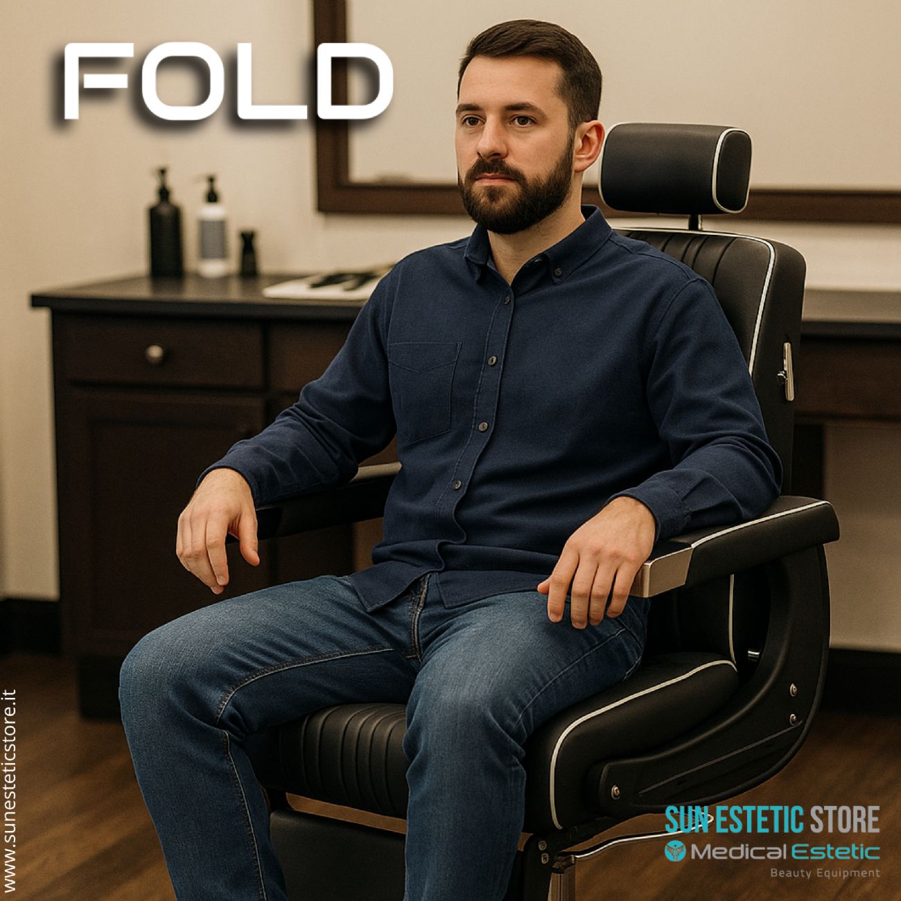 FOLD POLTRONA MASCHILE BARBIERE ARREDAMENTI PARRUCCHIERE BARBER SHOP