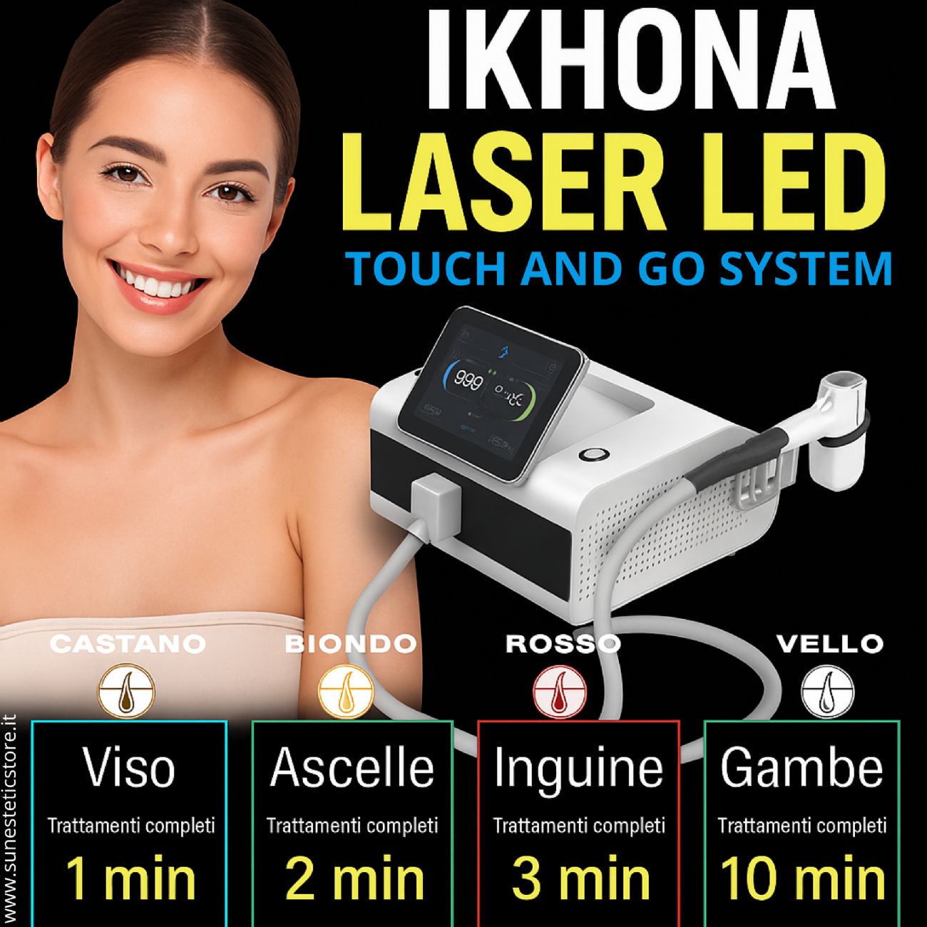 iKhona Laser LED VLC 808 nm 1200W epilazione progressiva