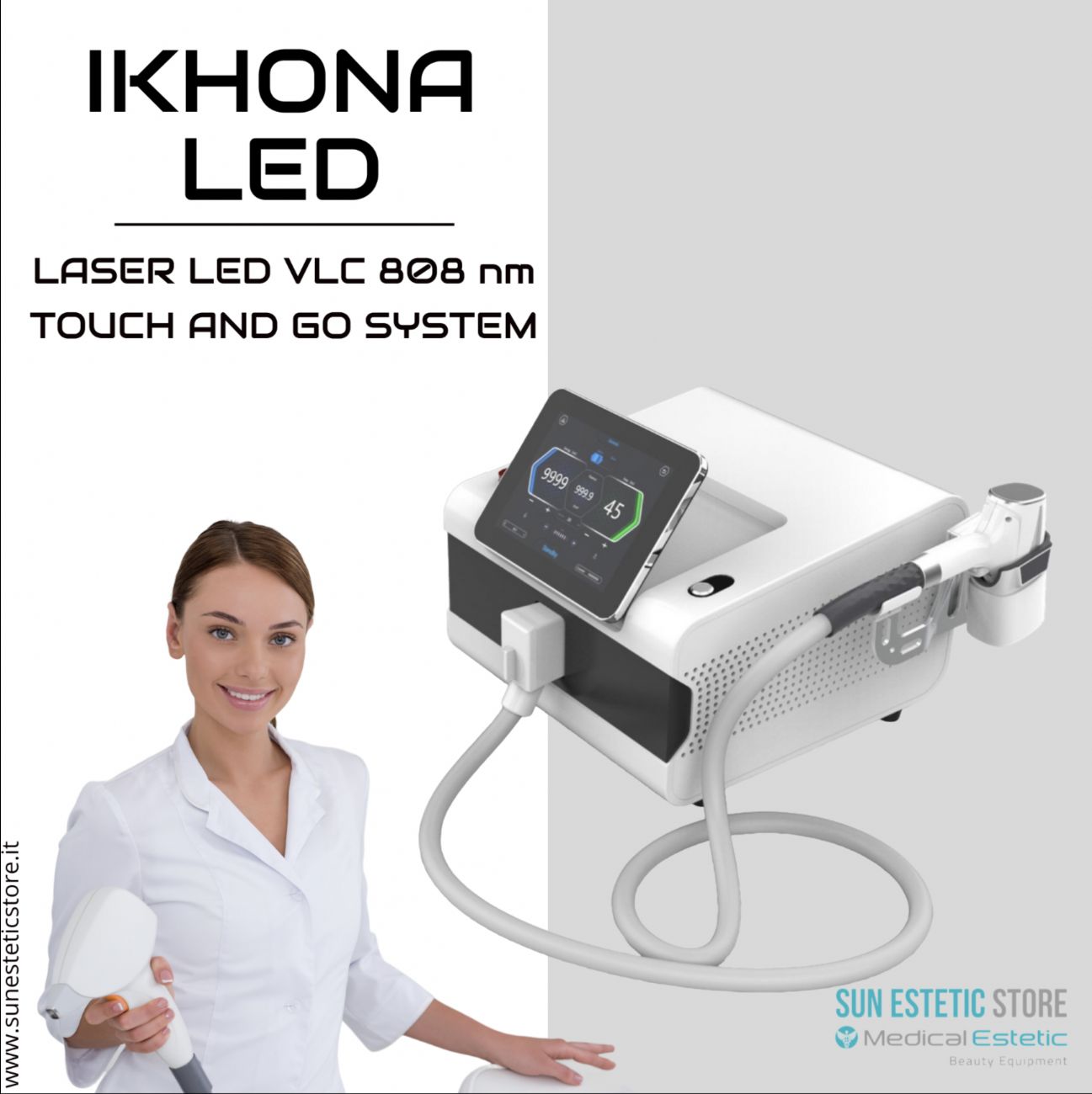 iKhona Laser LED VLC 808 nm Touch and Go system per epilazione progressiva