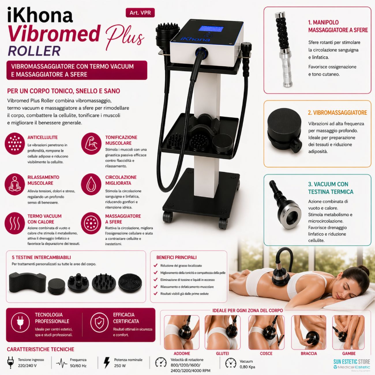 Vibromed Plus Roller vibromassaggiatore con Vacuum terapia e massaggio endosferico