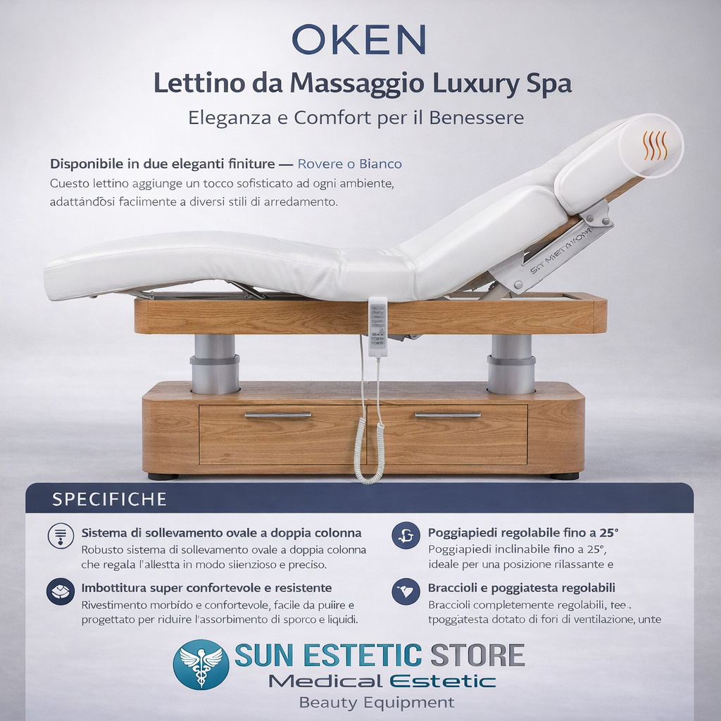 Oken lettino massaggio Luxury Spa 4 motori riscaldato con illuminazione LED