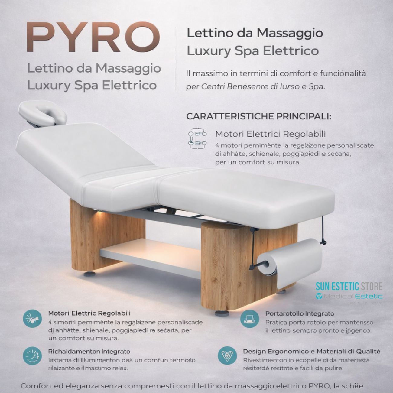 Pyro Lettino spa massaggio 4 motori riscaldato