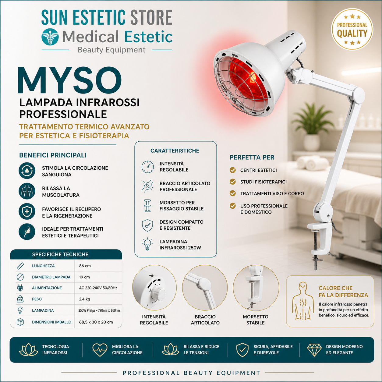 Myso lampada infrarossi da tavolo