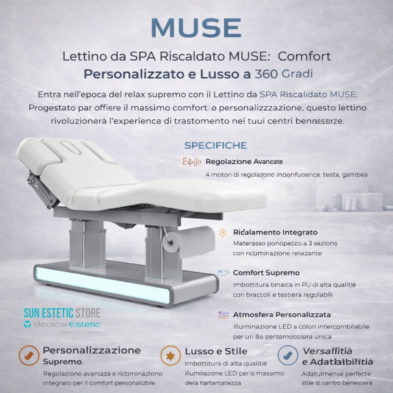 Muse lettino massaggio Spa 4 motori wellness estetica spa