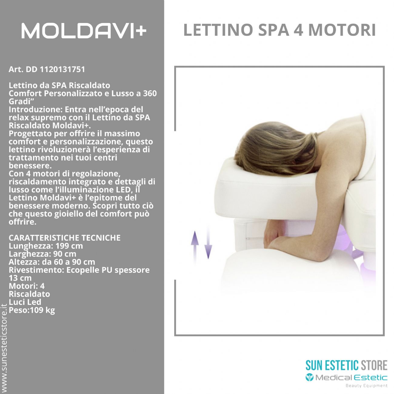 Moldavi+ lettino massaggio Spa 4 motori wellness estetica spa