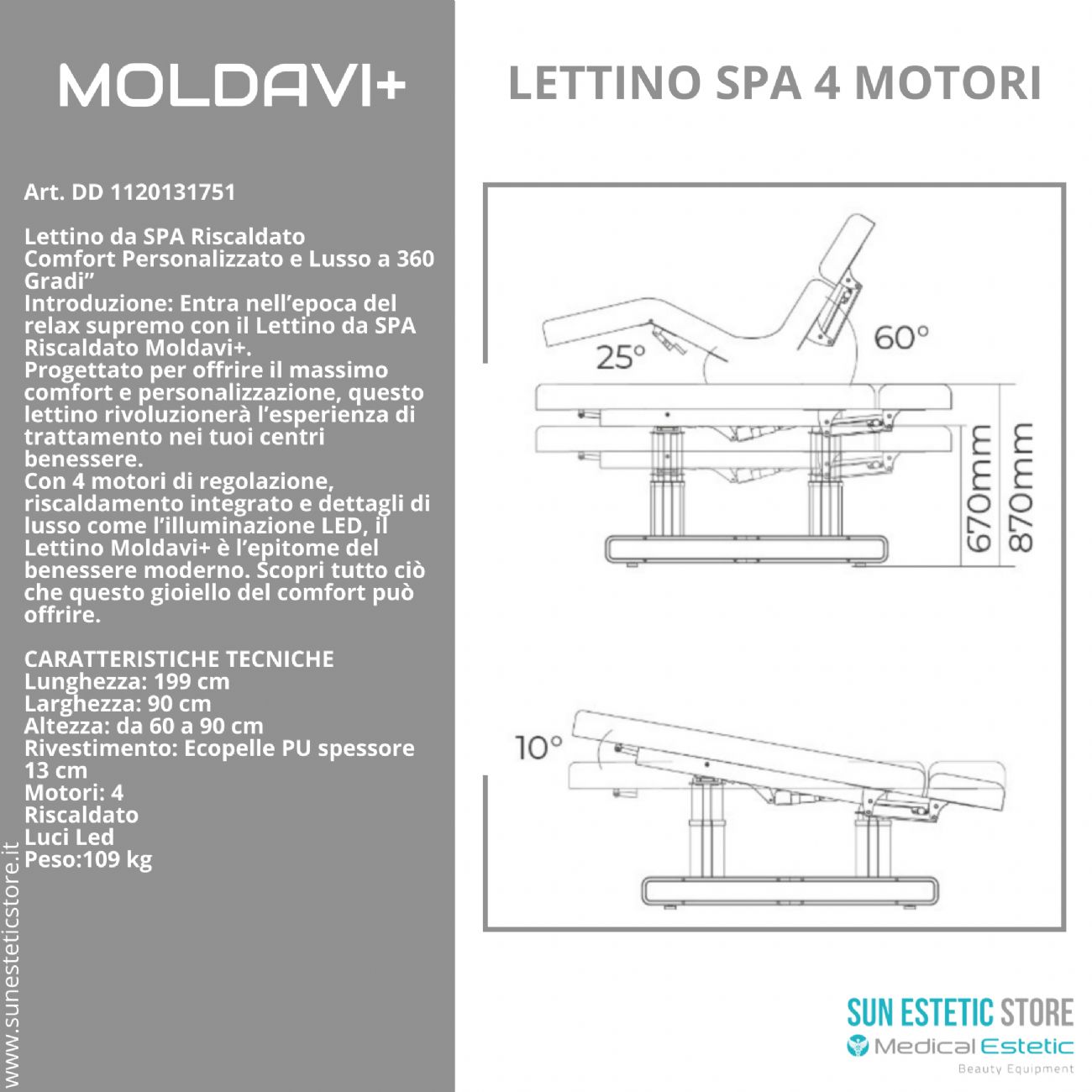 Moldavi+ lettino massaggio Spa 4 motori wellness estetica spa
