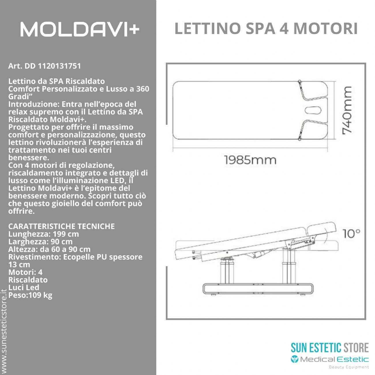 Moldavi+ lettino massaggio Spa 4 motori wellness estetica spa