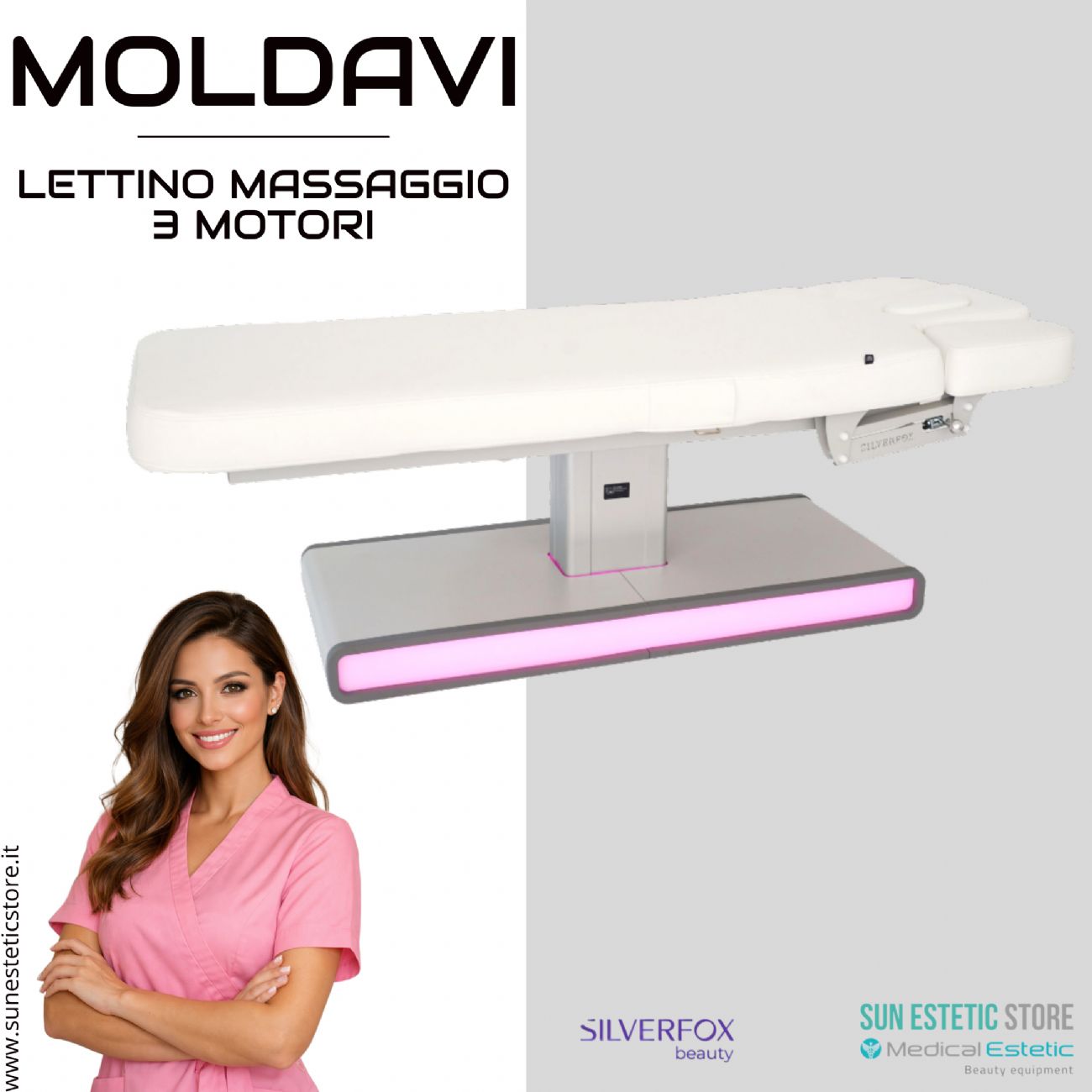 Moldavi Lettino massaggio elettrico 3 sezioni 3 motori