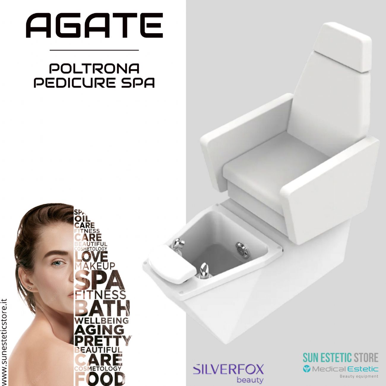 Agate poltrona pedicure estetica spa elettrica 2 motori con Idromassaggio