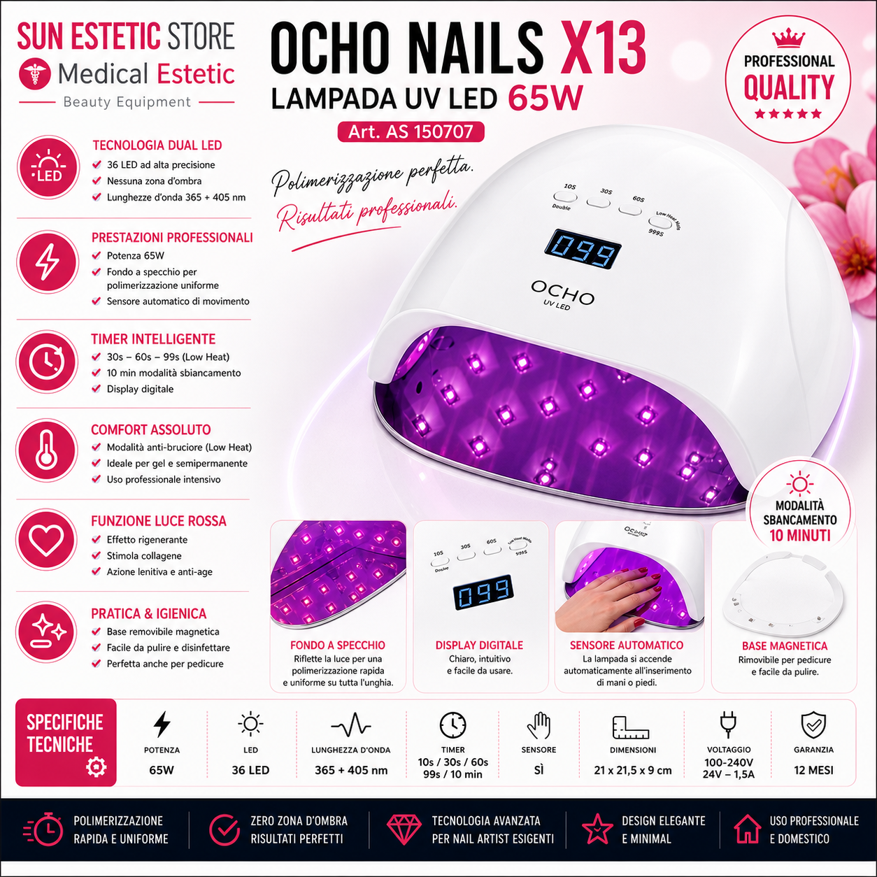 Ocho Nails X13 Lampada UV Led 65W nails