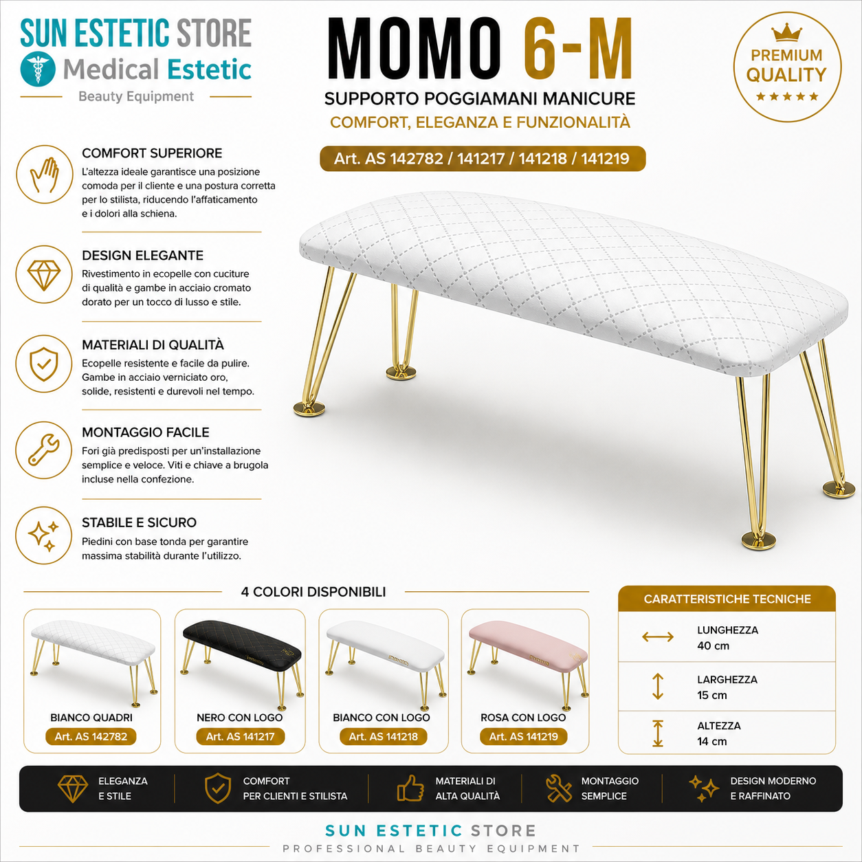 Momo 6-M Supporto poggiamani manicure