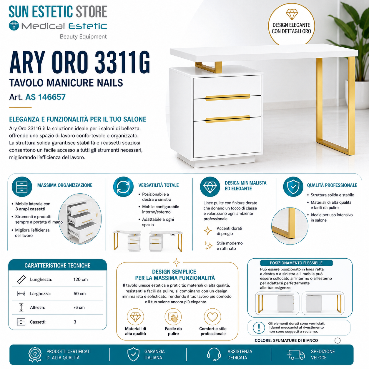 Ary Oro 3311G tavolo manicure nails