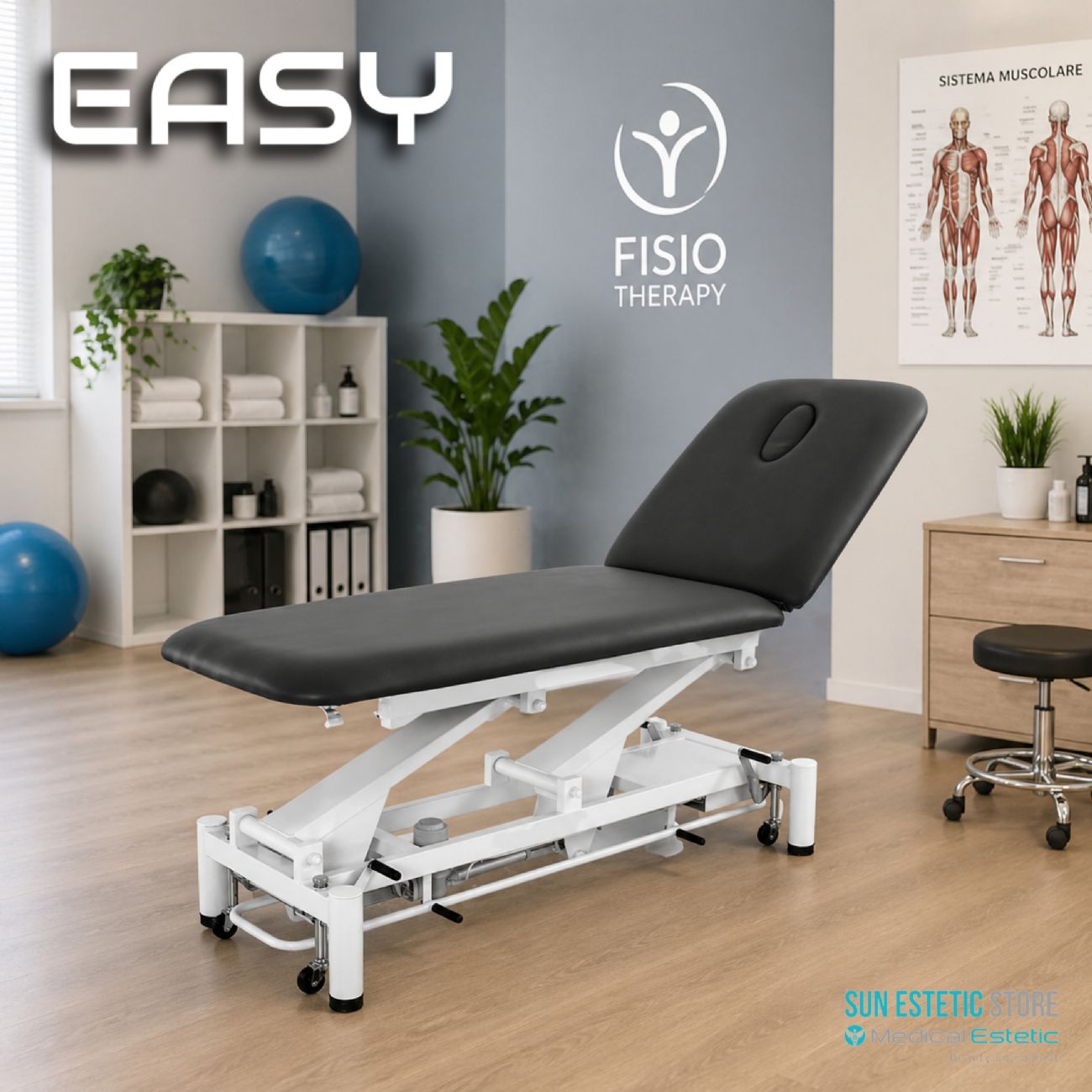 Easy lettino fisioterapia 2 sezioni 1 motore con comando perimetrale