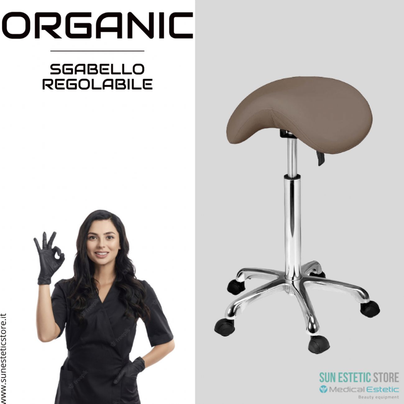 Organic sgabello sagomato regolabile senza schienale estetica parrucchiere medico dentista