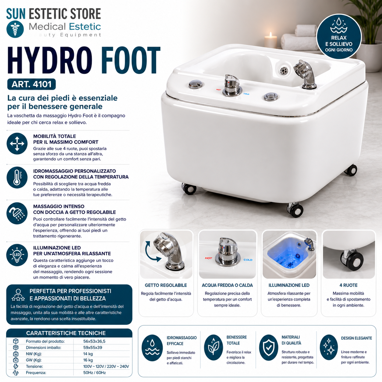 Hydro Foot vaschetta idromassaggio professionale pedicure estetica benessere nails