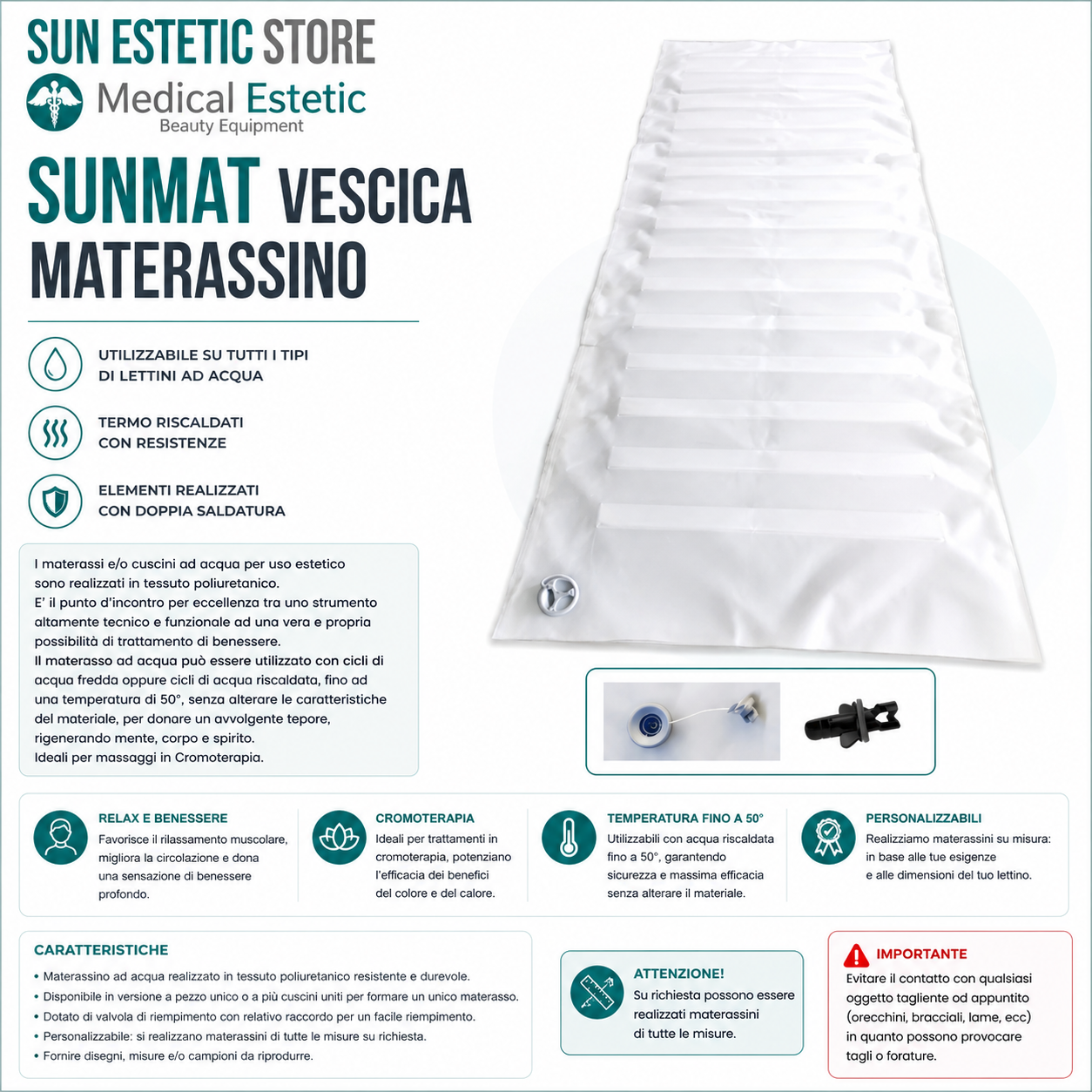 Vescica materassino materasso per lettini ad acqua massaggio estetica centri benessere spa