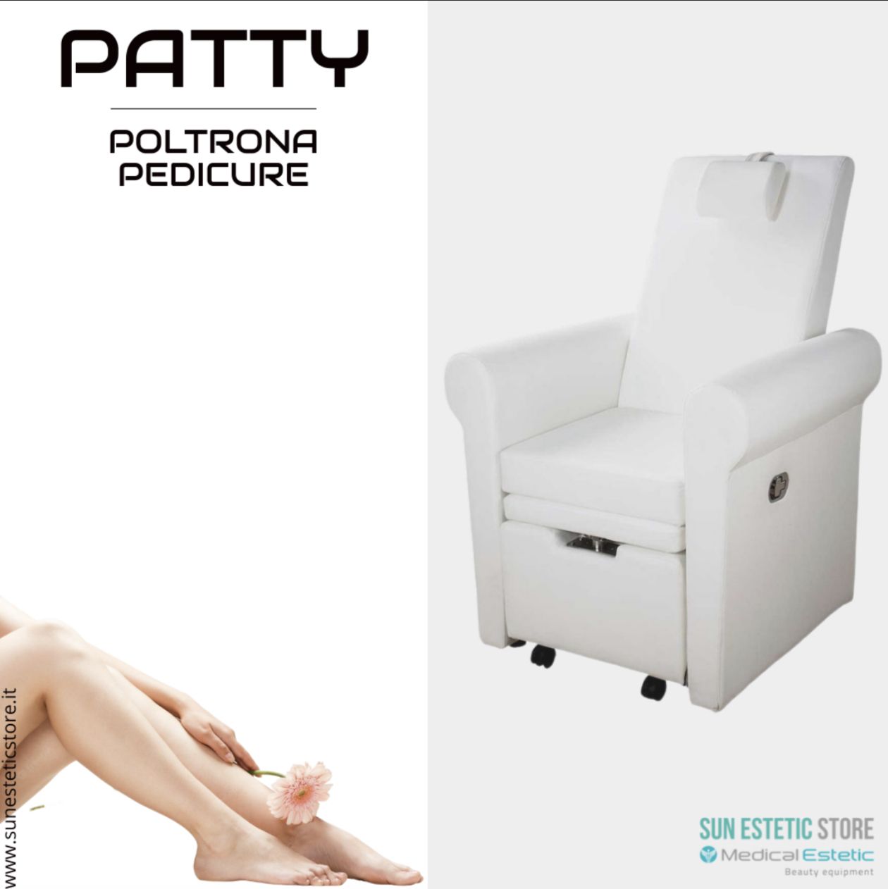 Patty Poltrona pedicure professionale con pistone a gas estetica spa