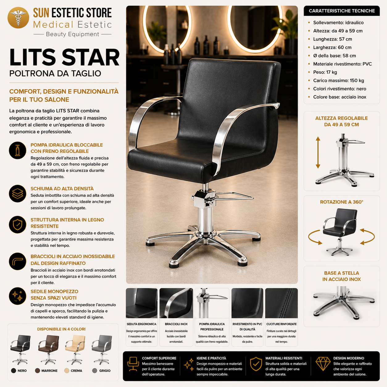 Lits Star poltroncina taglio idraulica parrucchiere