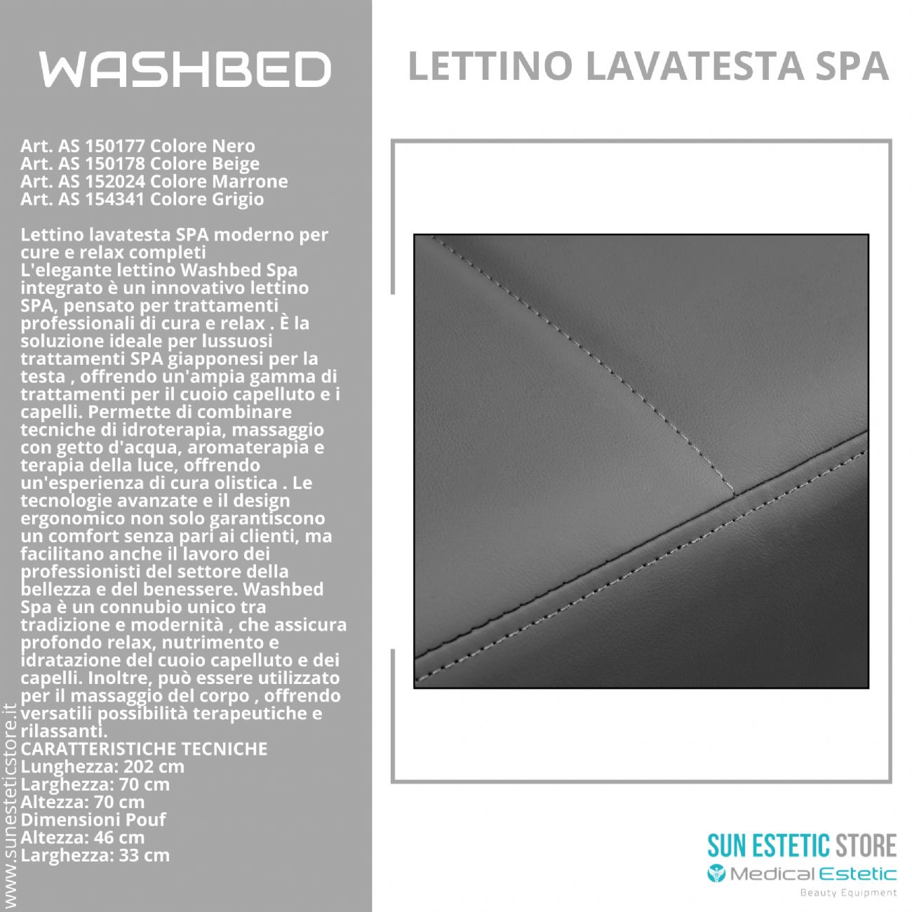Washbed lettino lavatesta SPA trattamento capelli con vapore